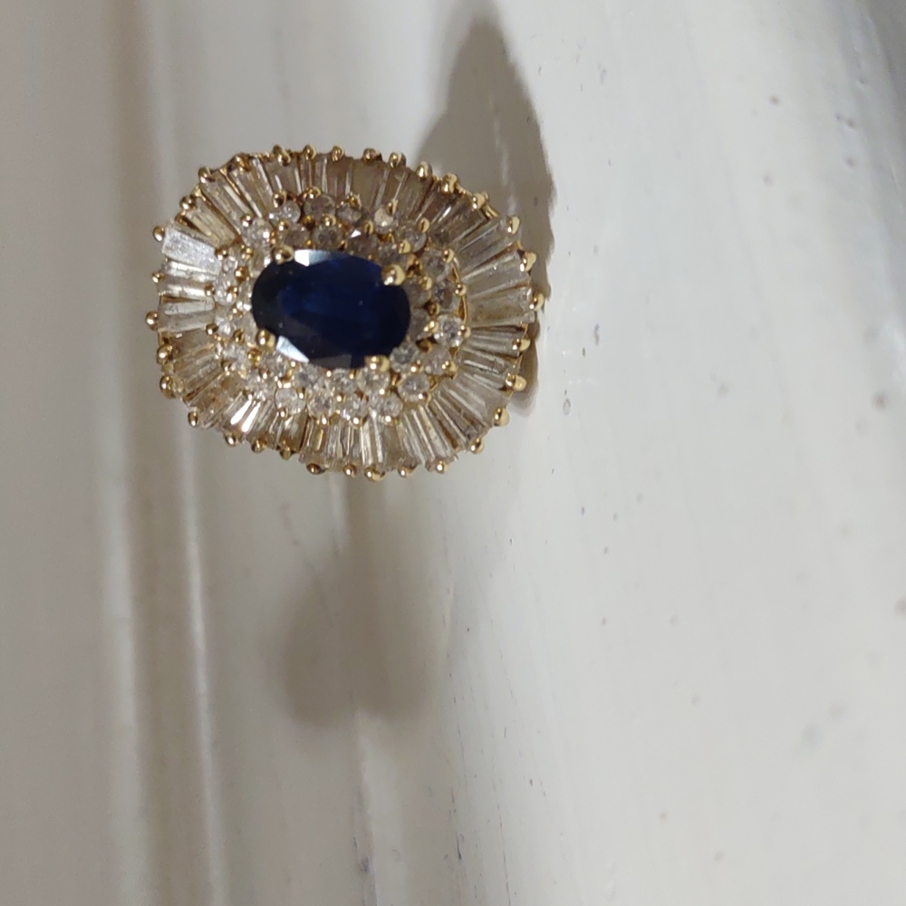 Levian 14kt yellow gold diamond blue sapphire ring - Picture 8 of 13